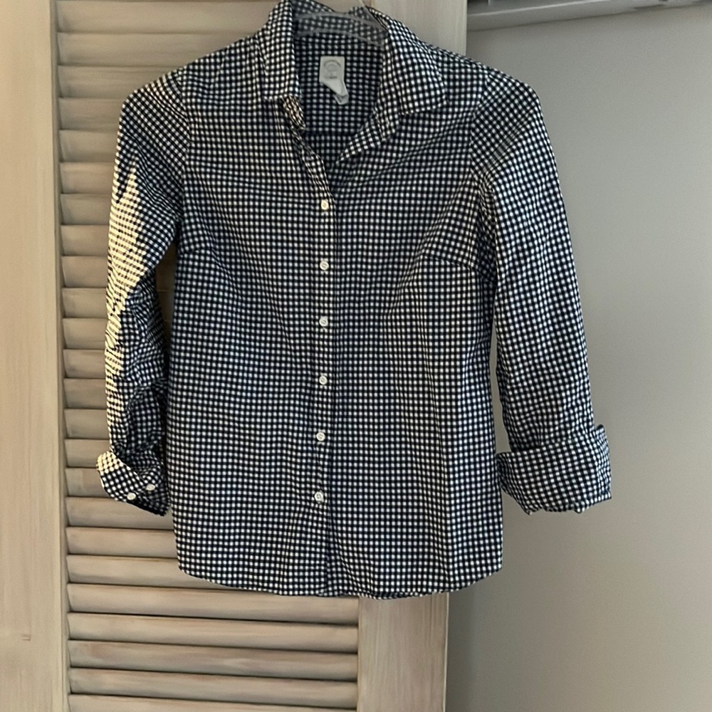 JCrew size 2 perfect shirt in navy and white checkerboard
